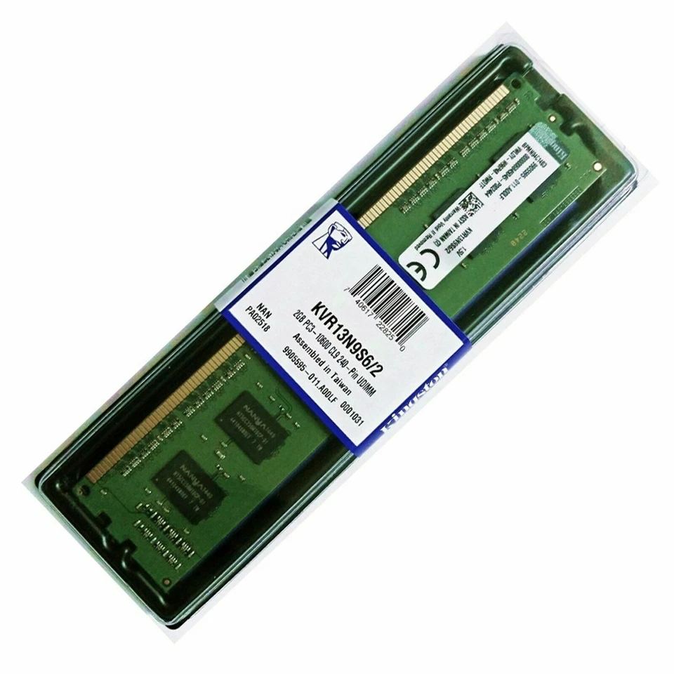 Memoria Ram KINGSTON KVR13N9S6/2 2 DDR3 2GB DESKTOP PC FISSO 1333Mhz 240-pin - Immagine 1 di 1