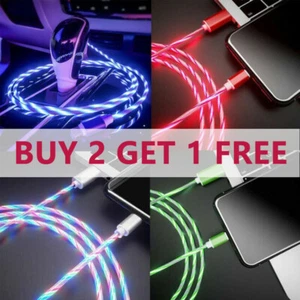 For Charger Data Type-C iPhone USB Sync Flowing Light Up Cable Charging Cord - Photo 1 sur 16