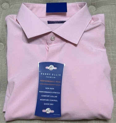 NWT Perry Ellis performance pink 16.5 long sleeve 34/35 button up dress shirt - Image 1 of 4