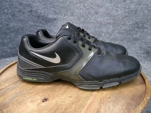 Nike Mens Lunarlon Saddled Black Leather Green Golf Shoe Size 12 Wide 554684-001 - Picture 1 of 12