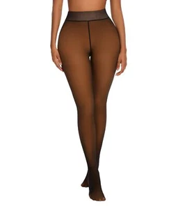 Fleece Lined Tights for Women Thermal Tights High Waist Tummy Control Fake Tr... - Picture 1 of 6