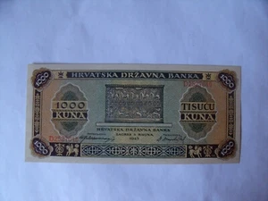 Unabhängiger Staat Kroatien WWII 1000 Kuna 1943 - Pick 12 - UNC - Bild 1 von 2