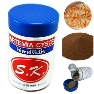 S.K. S K ARTEMIA brine CYSTS shrimp fairy eggs salt baby fish food sea water clean