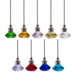 One Pair Diamond Crystal Pull Chain Connector Ceiling Light Fan Chain 50cm Gifts - Picture 1 of 48