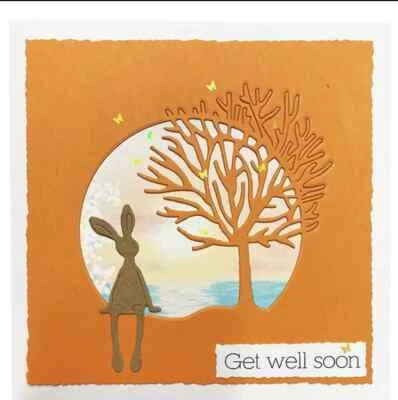 RABBIT SITTING STOOL  Animal cutting dies Metal Dies Scrap booking Cards - Image 1 of 3