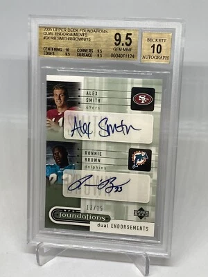 Alex Smith RC 2005 Foundations Endorsements Auto /15 BGS 9.5/10 GEM MT POP 1 - Image 1 of 4