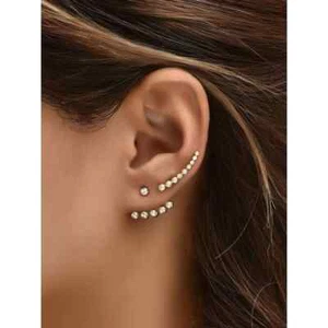 Rhinestone Decor Earring Jackets & 1pc Ear Cuff - Picture 1 of 4