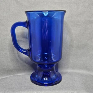 Vintage Anchor Hocking Cobalt Blue 8 Oz Footed Irish Cream Coffee Mug 5-1/4” - Picture 1 of 10