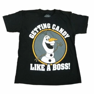 Disney Frozen Olaf Boys Black Getting Candy Like A Boss Halloween T-Shirt - Picture 1 of 1