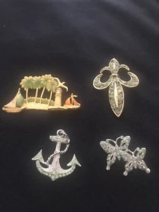 Lot of 4 Green colored brooches - Picture 1 of 5