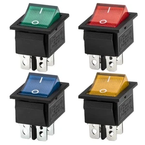 4 Stück Wippschalter, 2 polig (4pin) 16A 250VAC 28.5*21.5mm beleuchtet - Picture 1 of 9