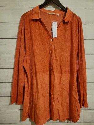 Top túnica Soft Surroundings 100 % lino para mujer más 3X cuello en V abotonado nuevo con etiquetas  Foto 1 de 4