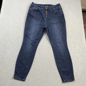 Judy Blue Jeans Womens 14W 34x27 Skinny Fit Button Fly High Rise Dark Wash - Picture 1 of 17