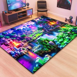Block Spiel Teppich Teen Kinder Teppich, Pixel Spiele Szene Deko Matte, Waschbar C... - Bild 1 von 8