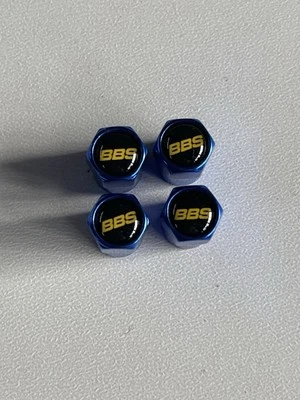 4 PIEZAS TAPONES ANTIPOLVO VÁLVULA NEUMÁTICO RUEDA BBS CON PLACA AZUL Foto 1 de 4