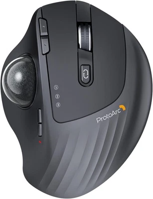 ProtoArc EM01 NL Wireless Bluetooth Trackball Mouse, 2.4G Ergonomic Gray Roll  - Image 1 of 4