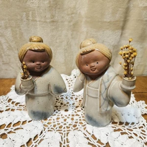 Set Of 2 Vintage MCM UCTCI Japan Stoneware Kimono Figures Women Ceramic - Picture 1 of 11