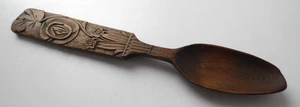 ANTIKER WALISISCHER HANDGESCHNITZTER HOLZBLUMENLIEBESLÖFFEL - Bild 1 von 5