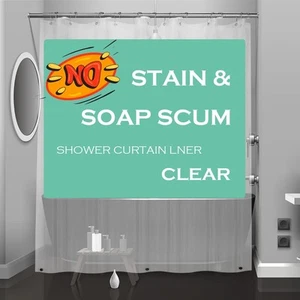 Clear Plastic Shower Curtain Liner, 72x72 Inch Thin Lightweight Transparent P... - Picture 1 of 7