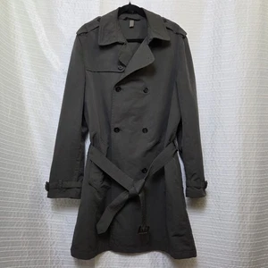 Banana Republic Trench Coat Men's L (see meas) Gray Classic Double Breasted - Picture 1 of 11