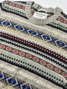Suéter Abercrombie Fair Isle Músculo Nórdico Tejido Mezcla de Algodón Med - Imagen 1 de 5