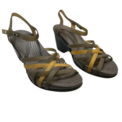 Sandalia Crocs Mujer 9 Marrón Meleen Metal Texturizado Xband Espresso Metálico Foto 1 de 4