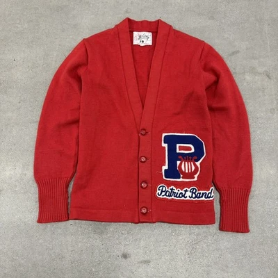 Vintage P Letterman Sweater Cardigan Mens Wool Varisty Size Small 50s 60s - Image 1 of 4