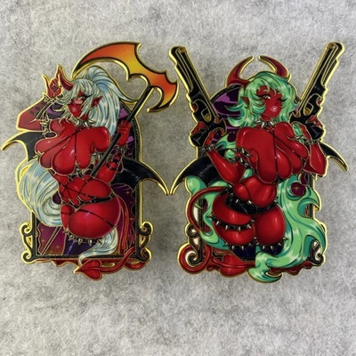 Demon Anime Girl Succubus Mature Enamel Pin Badge - Image 1 of 4