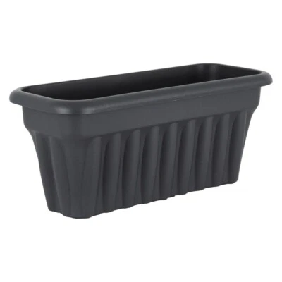 Black Trough Plant Pot Long Plastic Planter Home Garden Window Herb Flower Box - Image 1 of 4