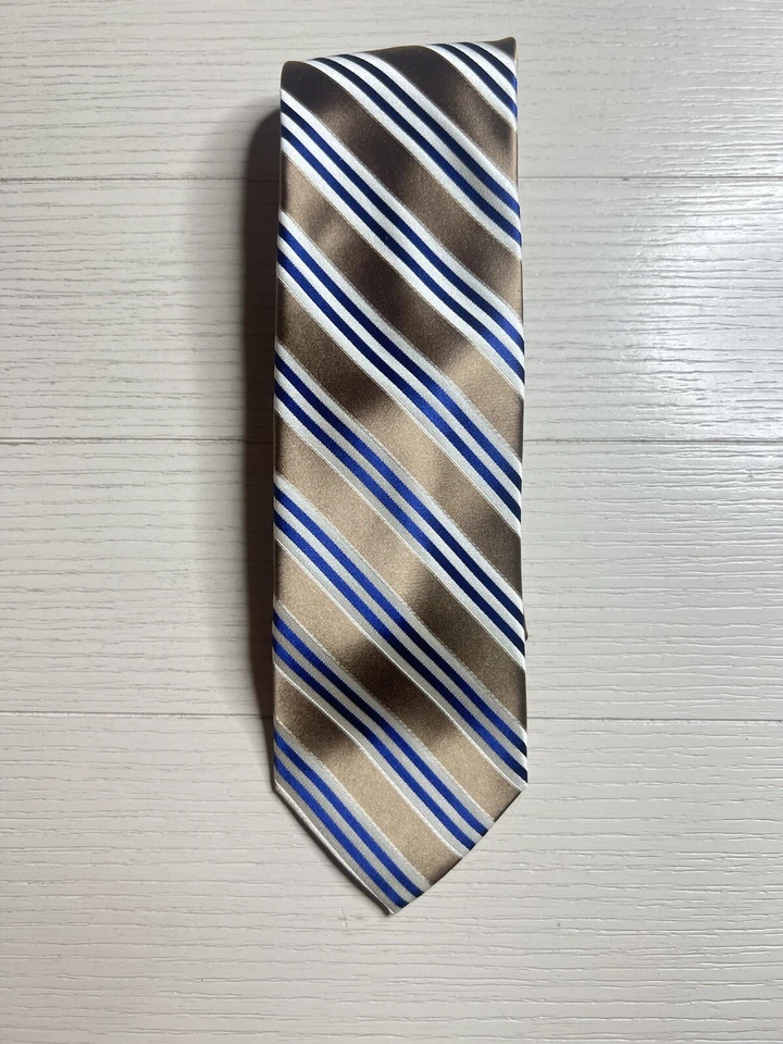 U. S. Polo Assn. "Corbata dorada azul y blanca 100 % seda 59""" Foto 1 de 3