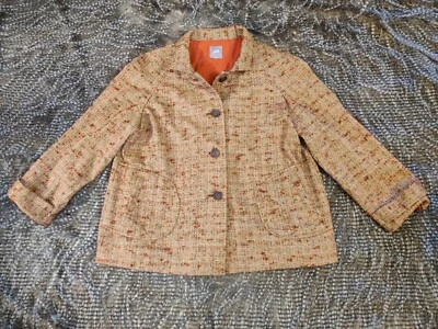 J JILL Talla XL Blazer Chaqueta Tweed Lana Traje Marrón Boucle Forrado Botón Carrera Foto 1 de 4