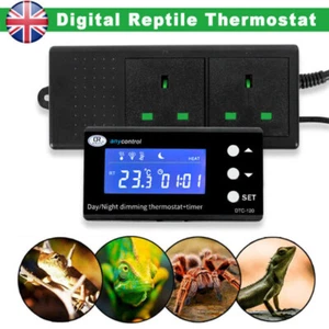 Digital Reptile Thermostat Day & Night Dimming+Timer Aquarium Heat Tool New UK - Picture 1 of 12