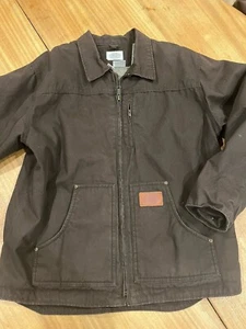 Detroit Coat Jacket Men's XL Brown Sherpa Lined Barn Chore Canvas Pockets Cinch - Picture 1 of 6