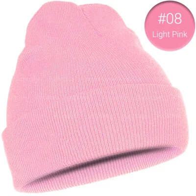 Beanie Hat Cap Plain Knit Ski Skully Cuff Winter Warm Slouchy Men Women Solid CF - Image 1 of 4