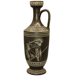 Antique Original Lekythos Greek Warrior Terracotta Pottery Vessel Oil Flask Vase - Picture 1 of 12