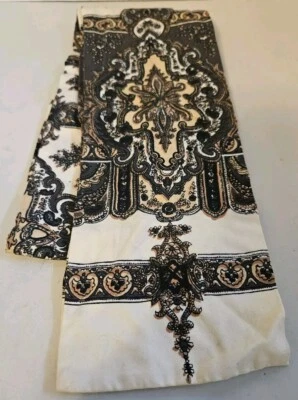 Vintage Womens Neck Scarf White, Black & Tan 48"×5"  - Image 1 of 3