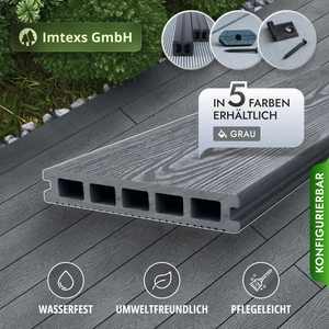 WPC Terrassendielen in Holzoptik Komplettbausatz Diele 3m-5m, Komplettset 6-80m² - Bild 1 von 46