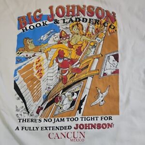 Vintage Big Johnson Hook & Ladder  Firefighter Tee T-Shirt Size L Men's AS-IS 