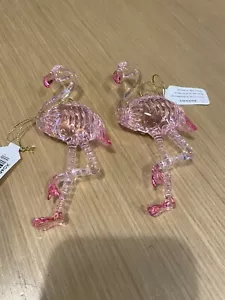 Pink flamingo hanging Christmas ornament set up two party explosions brand new - Picture 1 of 8