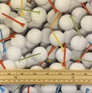 Fat Quarter Golf Balls And Tees Allover 100% Cotton Quilting Fabric - Picture 1 of 1