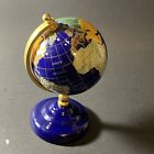 Semi Precious Gemstone World Globe Lapis Sea Lapis Base 6" tall
