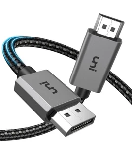 UNI 4K DisplayPort to HDMI Cable 6.6ft [1440P60Hz, 1080P120Hz] - Picture 1 of 9
