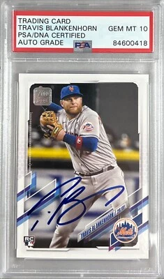 Travis Blankenhorn auto 2021 Topps RC #US231 PSA GEM MINT 10 New York Mets MLB - Image 1 of 2