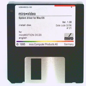 ✅ Miro Video~System driver~Mac/OS~Version 1.00~miroMOTION DC20~1993~3.5" Floppy - Picture 1 of 1