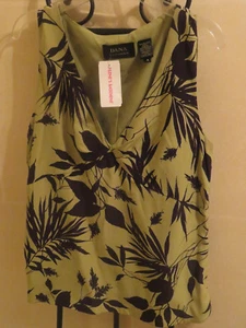 Dana Buchman Lime Green and Black 100% Silk Top, Size 4, BRAND NEW - Picture 1 of 5