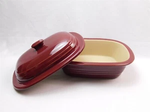 Pampered Chef 3.1 Qt Cranberry Deep Covered Roaster Dutch Oven Stoneware UNUSED - Bild 1 von 16