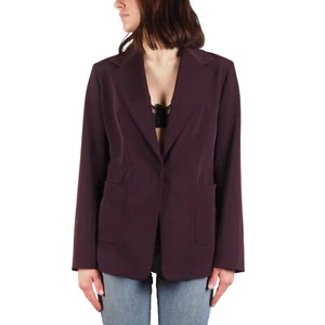 Burberry London Vintage Women's Burgundy Wool Satin Blazer Jacket IT 44 / US 10 - Picture 1 of 16