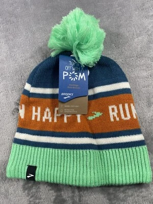 Gorro Brooks Run Happy Heritage Pom NUEVO CON ETIQUETAS OSFA multicolor Foto 1 de 4