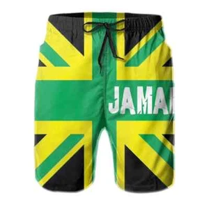 Men's 3d Printed Jamaican Flag Swim Trunks Fashion Summer Jamaica Beach Surf - Picture 1 of 32