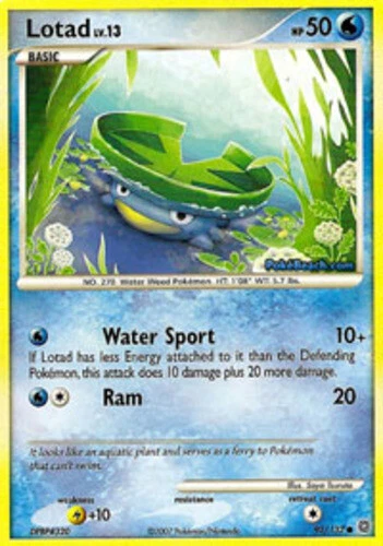 Lotad - 92/132 - Common LP, English Pokemon Secret Wonders